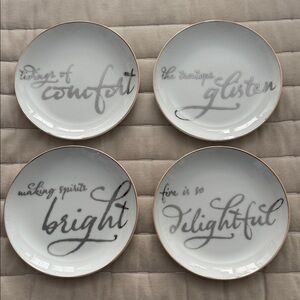 Elegant Script White and silver  Dessert Plates Set of 4 New ✨